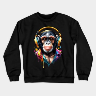 Chimpanzee Headphones Crewneck Sweatshirt